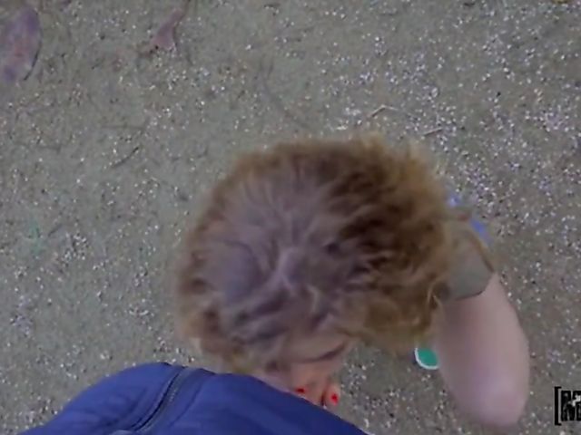 Outdoor POV in a public place with slender teen Sabrina Spice