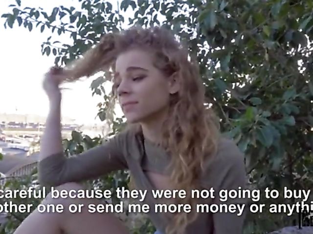 Outdoor POV in a public place with slender teen Sabrina Spice