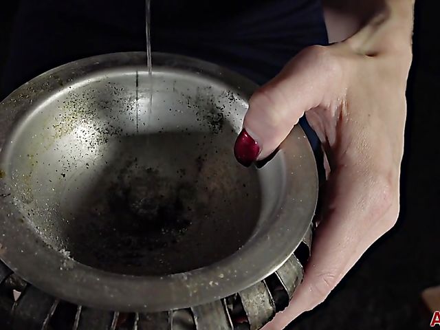 Smoking milf with no panties Norah Nova puffing in the dark