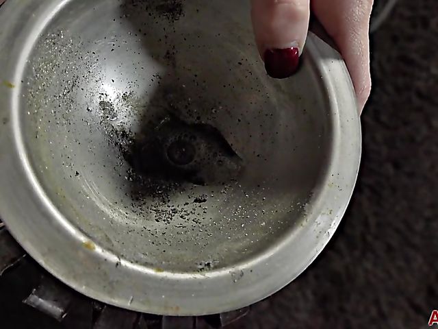 Smoking milf with no panties Norah Nova puffing in the dark