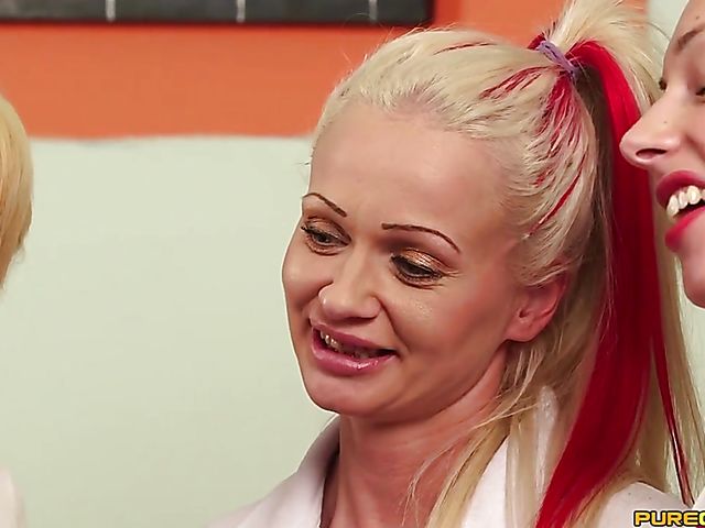 CFNM handjob in uniform with Abigail Angel, Alice Judge and Cindy Sun