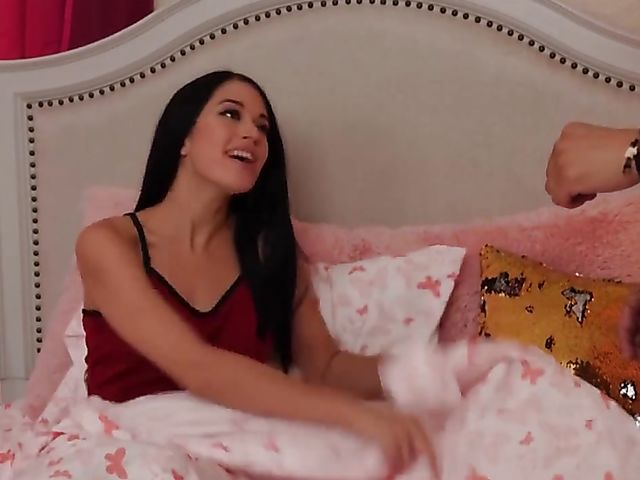 Natural sexy brunette Alex Coal fucks an exotic cock in bed