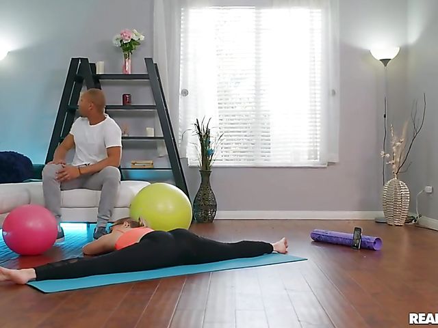 Interracial workout and flexible fuck with Katie Kush and Ricky Johnson