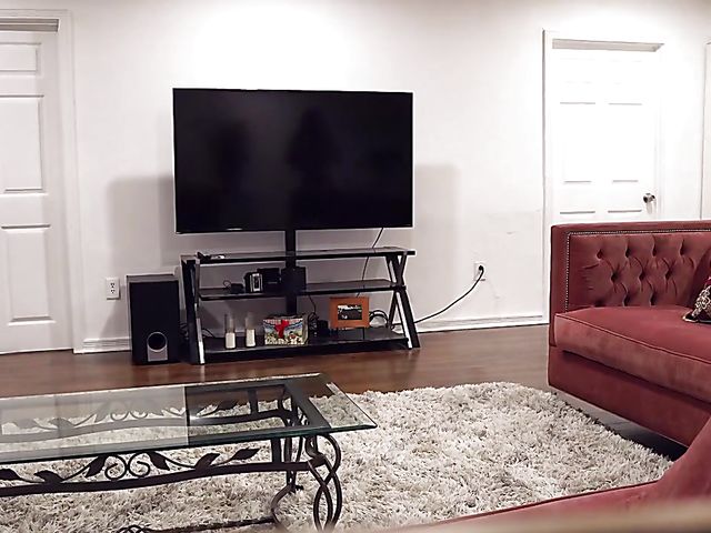 Lesbian scissors in the living room with Scarlett Sage and Sabina Rouge