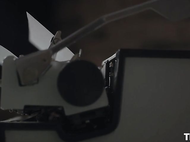 Kinky pale blonde writer Jade masturbating in the dark being ball gagged