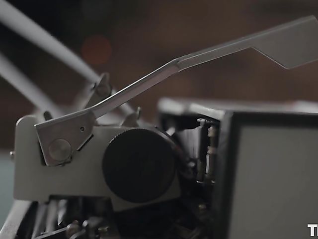 Kinky pale blonde writer Jade masturbating in the dark being ball gagged