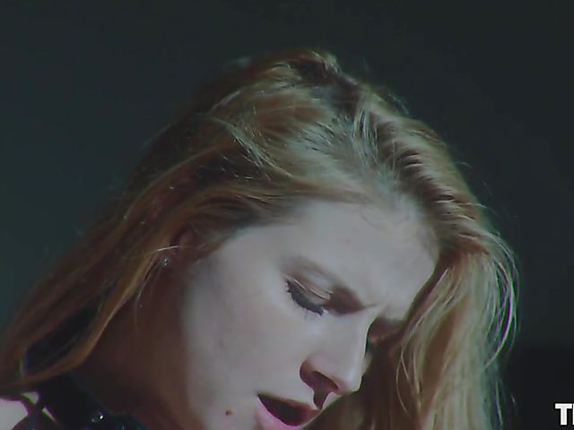 Kinky pale blonde writer Jade masturbating in the dark being ball gagged