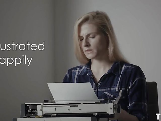 Kinky pale blonde writer Jade masturbating in the dark being ball gagged