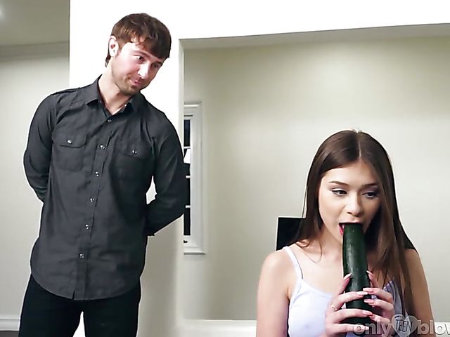 Winter Jade - Curious teen's first deepthroat with Chad Alva