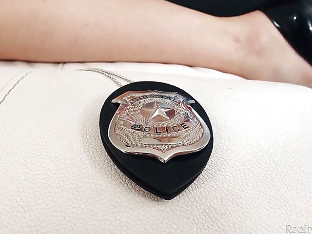 Dirty talking MILF Kit Mercer fucks a police officer on video