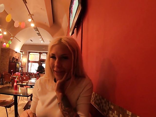 POV blonde with big fake tits Kyra Hot gets boned