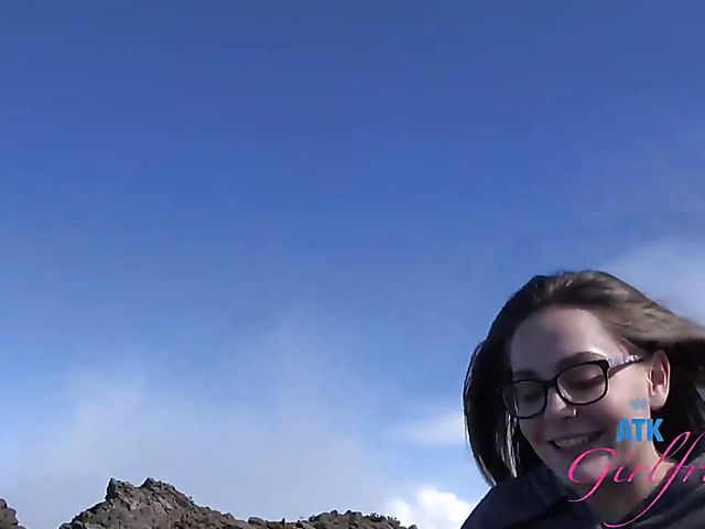 A day outside with naughty girlfriend Aften Opal flashing tits and polishing a cock POV at home afterward