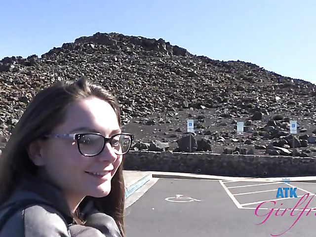 A day outside with naughty girlfriend Aften Opal flashing tits and polishing a cock POV at home afterward