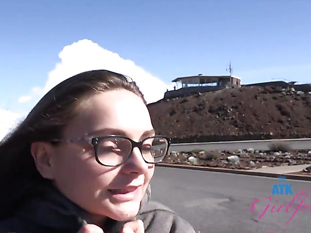 A day outside with naughty girlfriend Aften Opal flashing tits and polishing a cock POV at home afterward