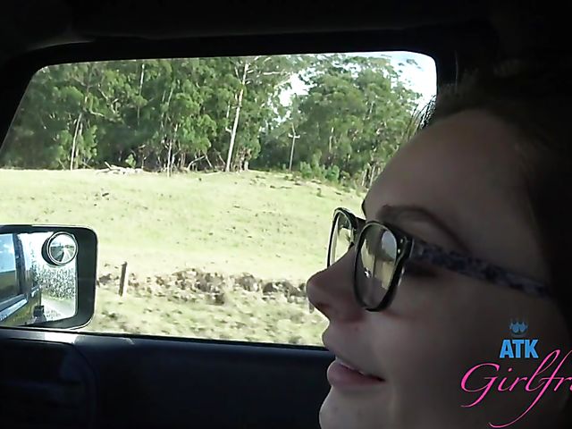 A day outside with naughty girlfriend Aften Opal flashing tits and polishing a cock POV at home afterward