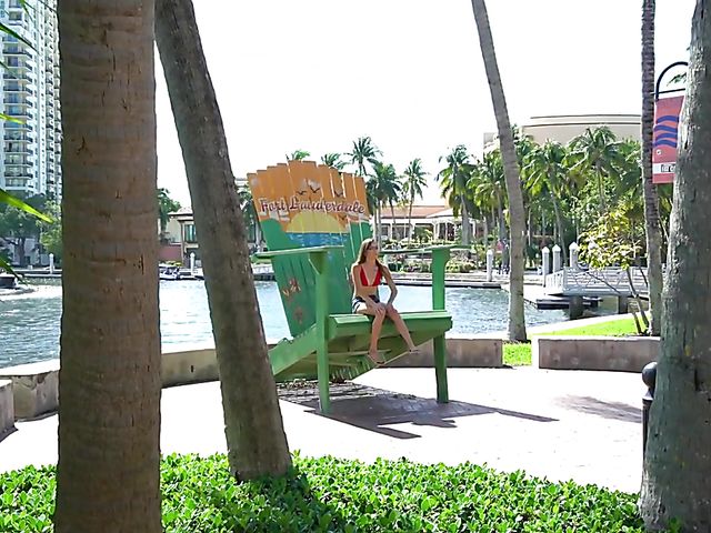 Glasses teen outdoor pounding on the balcony with Dani Blu