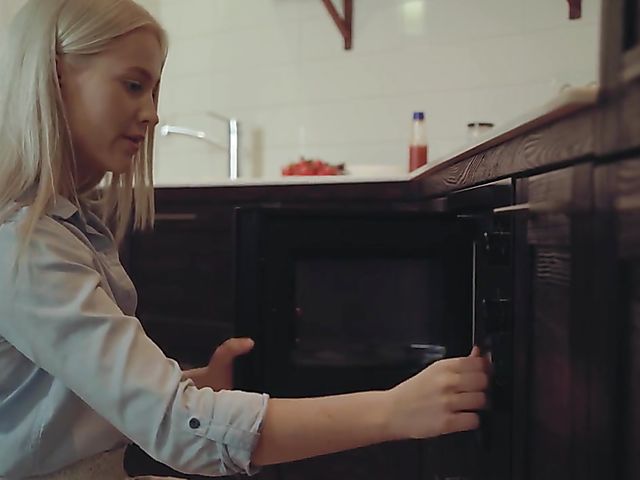 Met Art blonde babe Nikki Hill makes pizza and masturbates in the kitchen