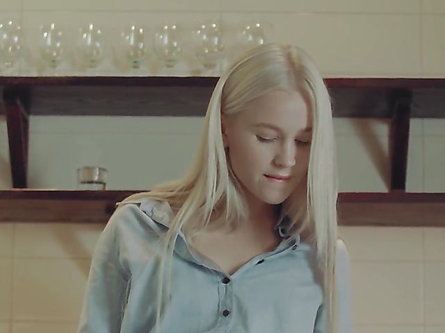 Met Art blonde babe Nikki Hill makes pizza and masturbates in the kitchen