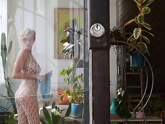 Short hair big tits babe in a fishnet bodysuit Skye Blue watering the flowers