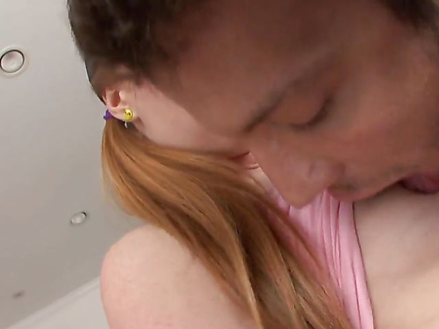 Deep throat gagging in POV with pigtailed Ami Emerson