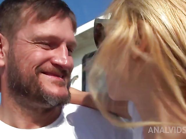 Seaside outdoor DP on the boat with skinny Rebecca Volpetti