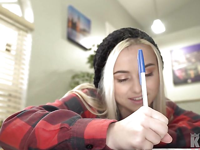 Blonde young girl with small pierced tits Aria gets a dicking