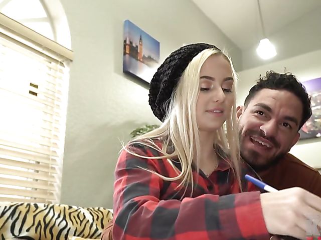 Blonde young girl with small pierced tits Aria gets a dicking