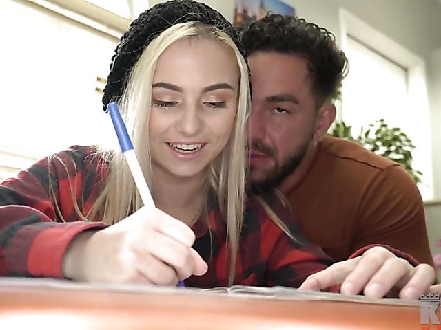 Blonde young girl with small pierced tits Aria gets a dicking
