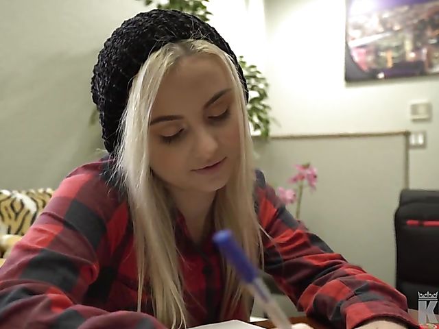 Blonde young girl with small pierced tits Aria gets a dicking