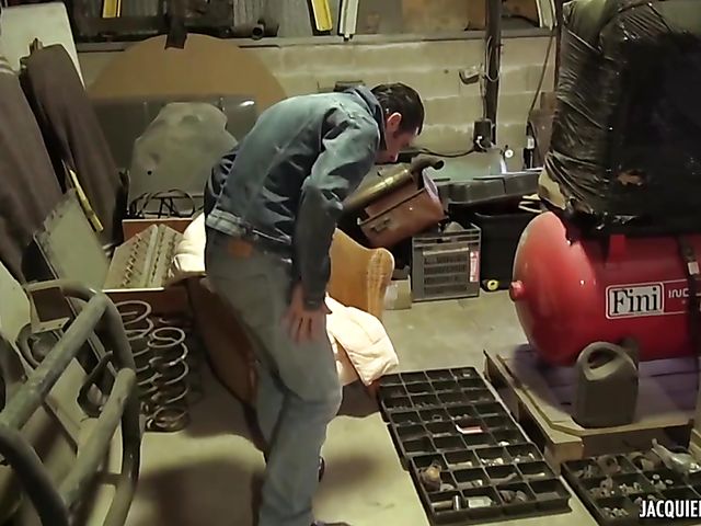 French slut Rachel Evil fucks a car mechanic in the garage