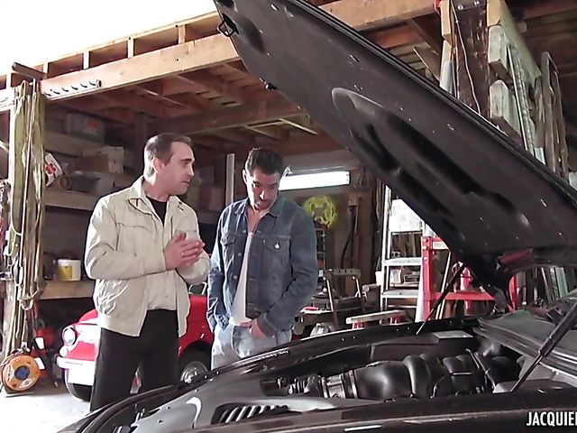 French slut Rachel Evil fucks a car mechanic in the garage