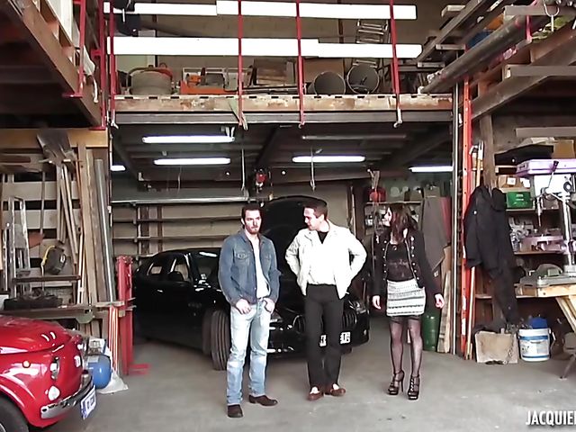 French slut Rachel Evil fucks a car mechanic in the garage