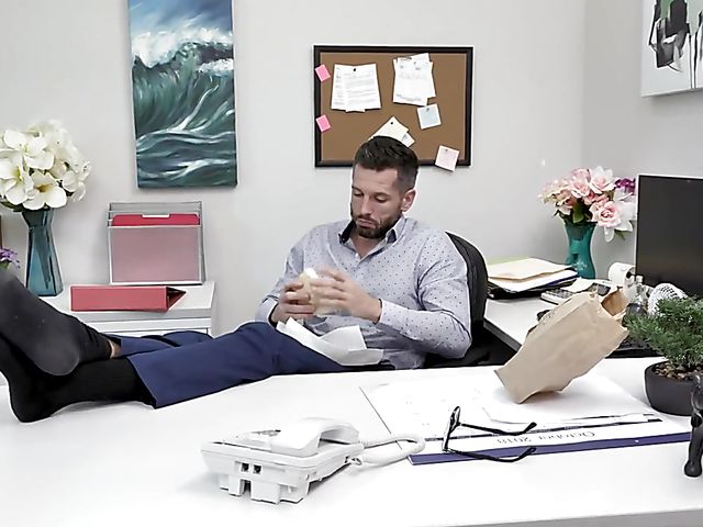 Office sex with super skinny MILF with glasses Kyaa Chimera