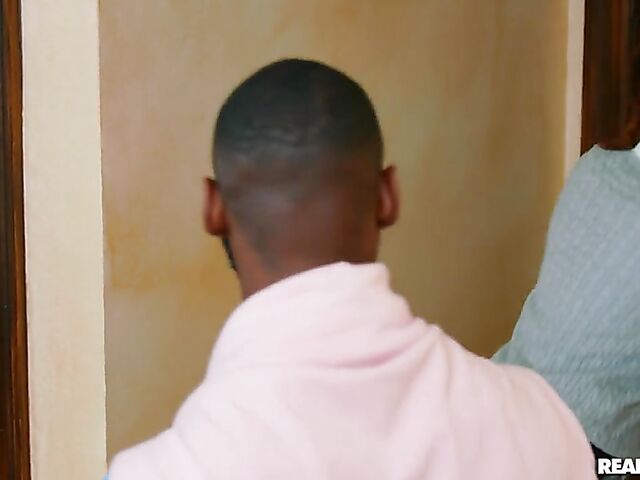 Interracial quickie in the bathroom with white BBC slut Kyler Quinn