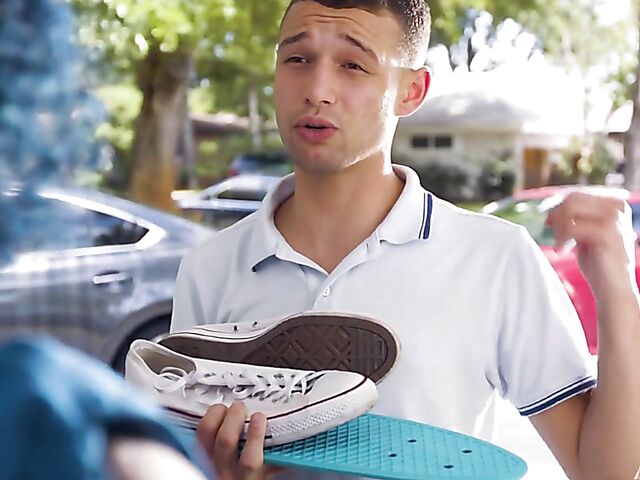 Boy gets caught masturbating in the bathroom by curious teen Vienna Black