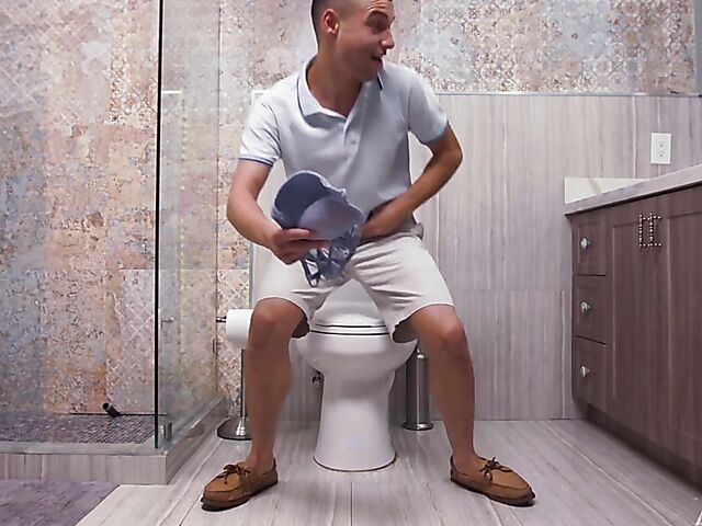 Boy gets caught masturbating in the bathroom by curious teen Vienna Black