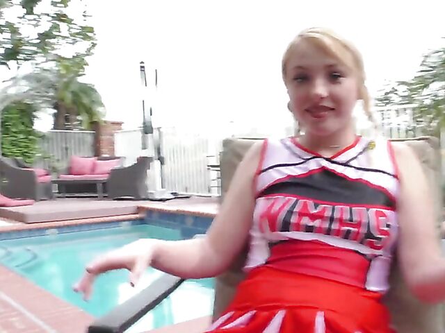 Pigtail teen in cheerleader uniform Dixie Lynn gets shagged hard