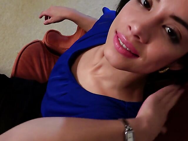 Brown-eyed brunette Lily Rain gets a vibrator orgasm