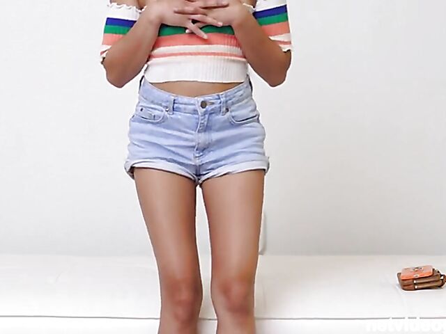 Asian audition POV with cute Violet getting banged from your point of view