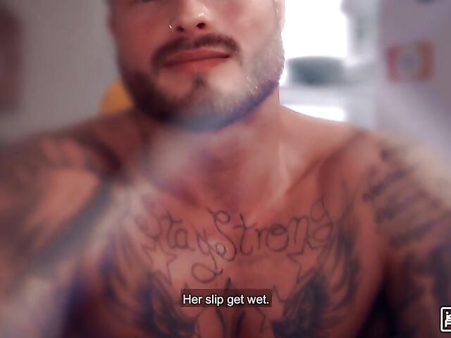 Spanish super sexy brunette Anastasia Brokelyn gets railed by a tattooed stud in the hostel