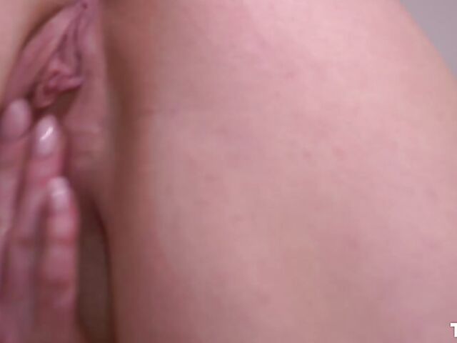 Kinky pussy fingering solo on the stairs with shaved babe Sarah Smith