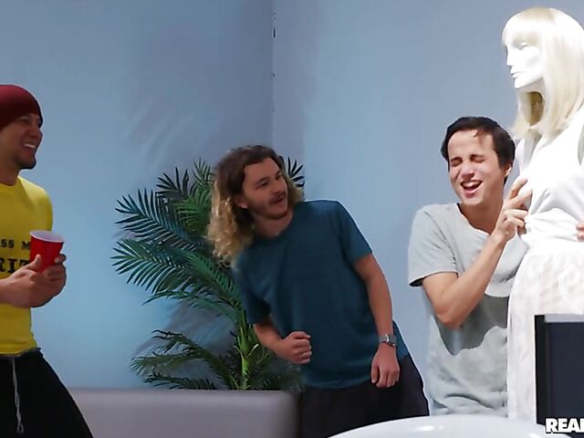 Ricky Spanish caught in the act by the busty police woman with red hair and huge fake tits Nicolette Shea