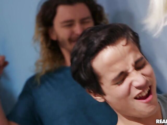 Ricky Spanish caught in the act by the busty police woman with red hair and huge fake tits Nicolette Shea