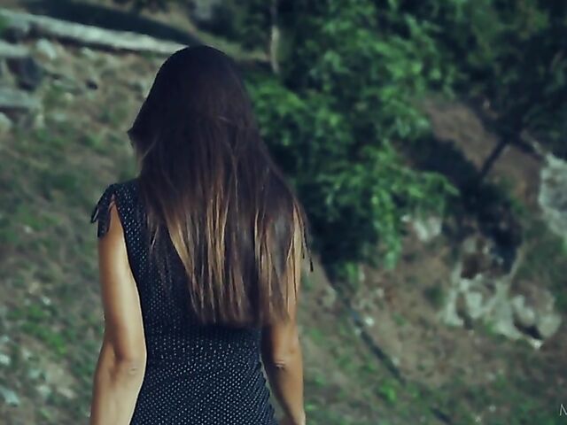 Slender babe with sexy legs Lorena B fingering in high heels