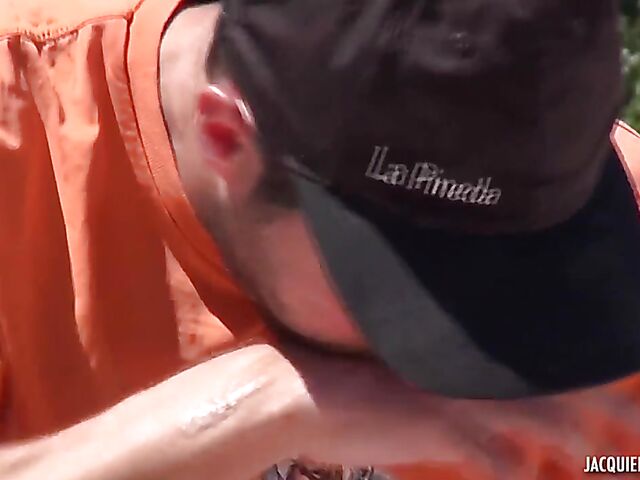 Short hair MILF slut Eva fucks a pool boy and takes a bath with her maid