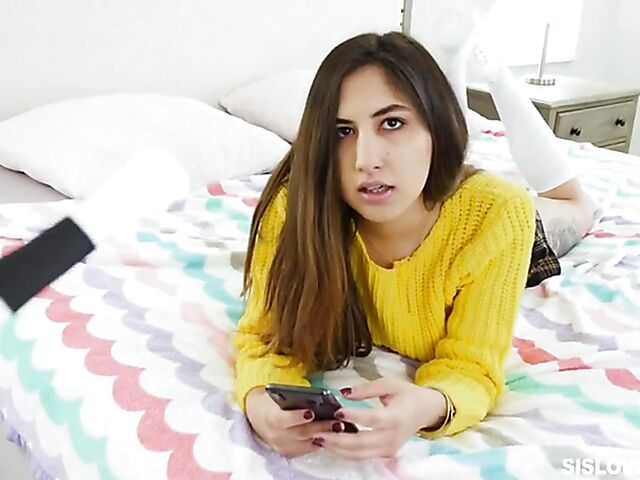 Step brother sister POV with shaved girl Veronica Vella