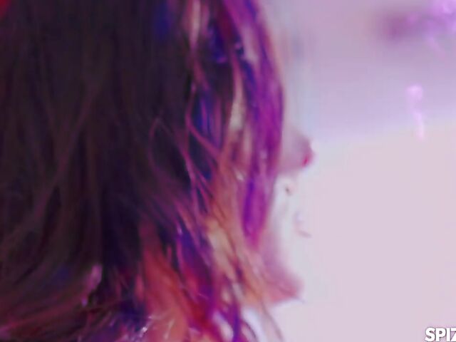 Crazy hot sex on the couch with natural titty slut Abbie Maley