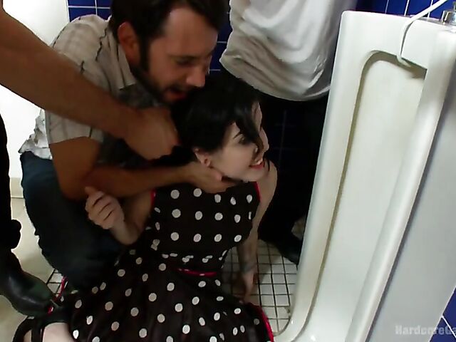 Hard gangbang DP with dark-haired Tegan Tate