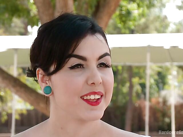 Hard gangbang DP with dark-haired Tegan Tate