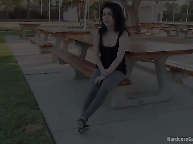 Hard gangbang DP with dark-haired Tegan Tate